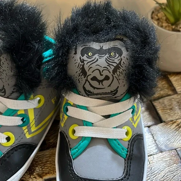 Host Pick🎈FEIYUE Baby Unisex Delta Mid Animal Fur-Lined Shoes Gorilla - Size 2 - Picture 12 of 16